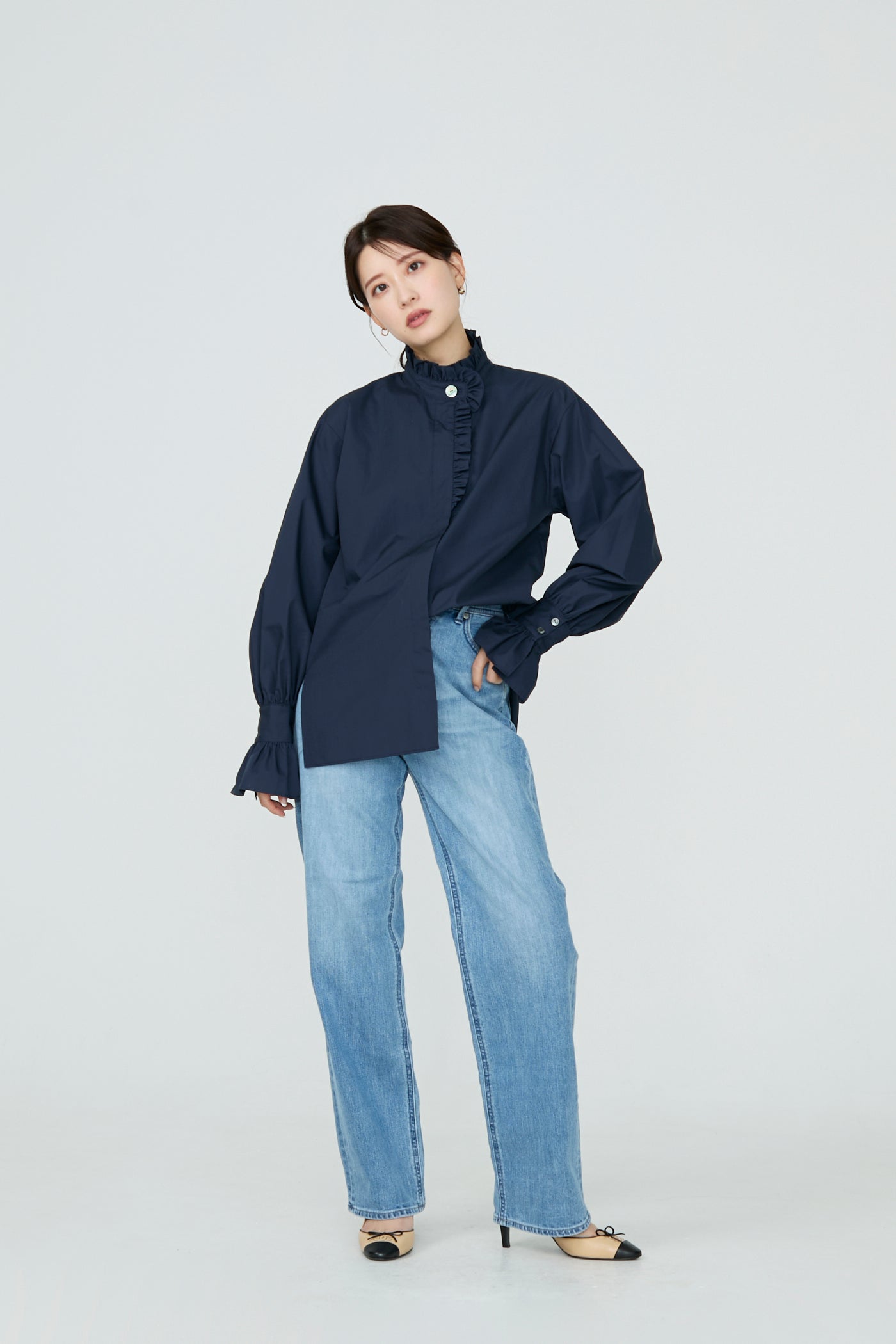 新品！アウディーレ　French chic blouse(Navy) French chic blouse(Navy) – Audire
