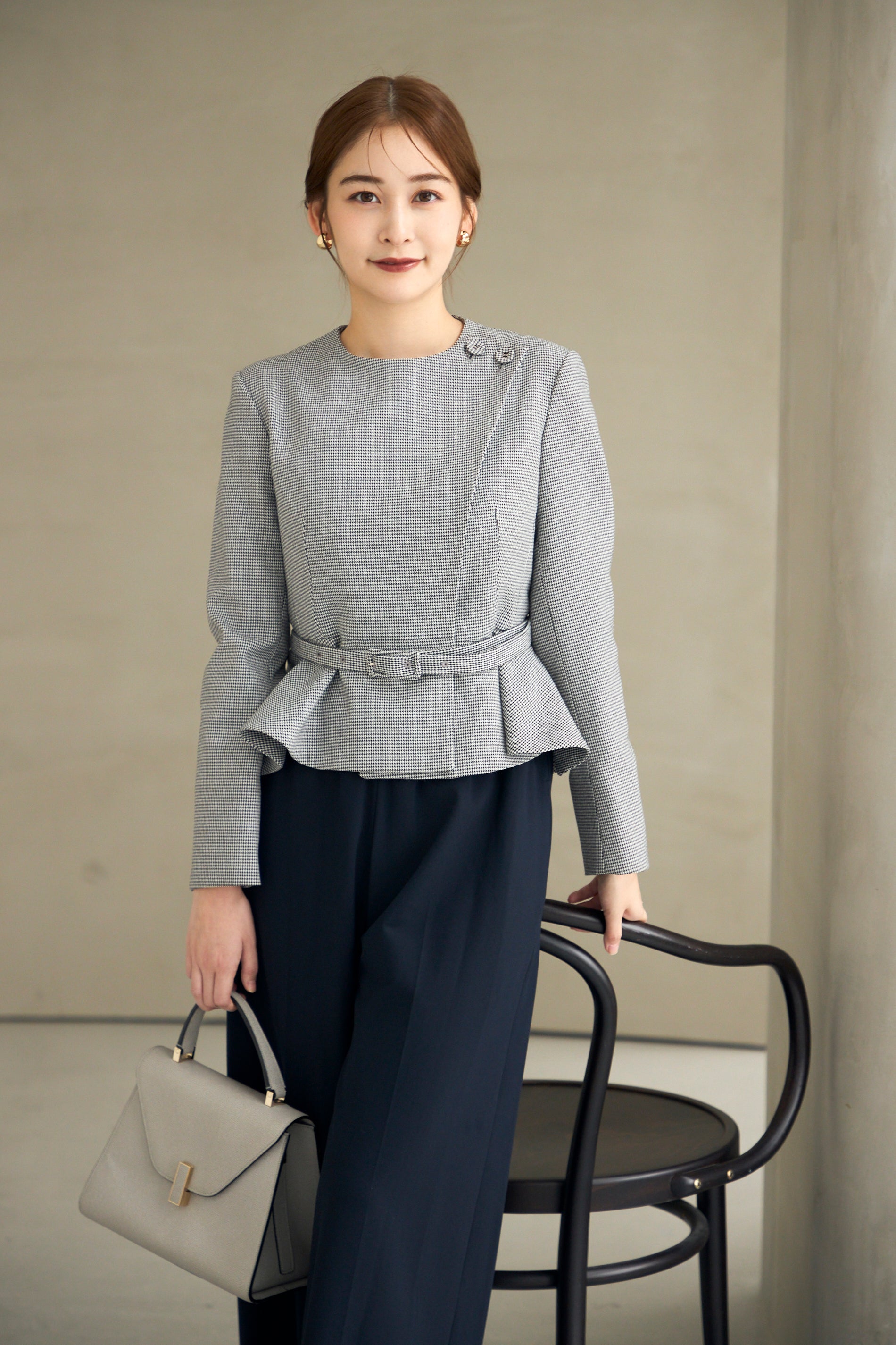 Noona peplum jacket(Houndstooth) – Audire