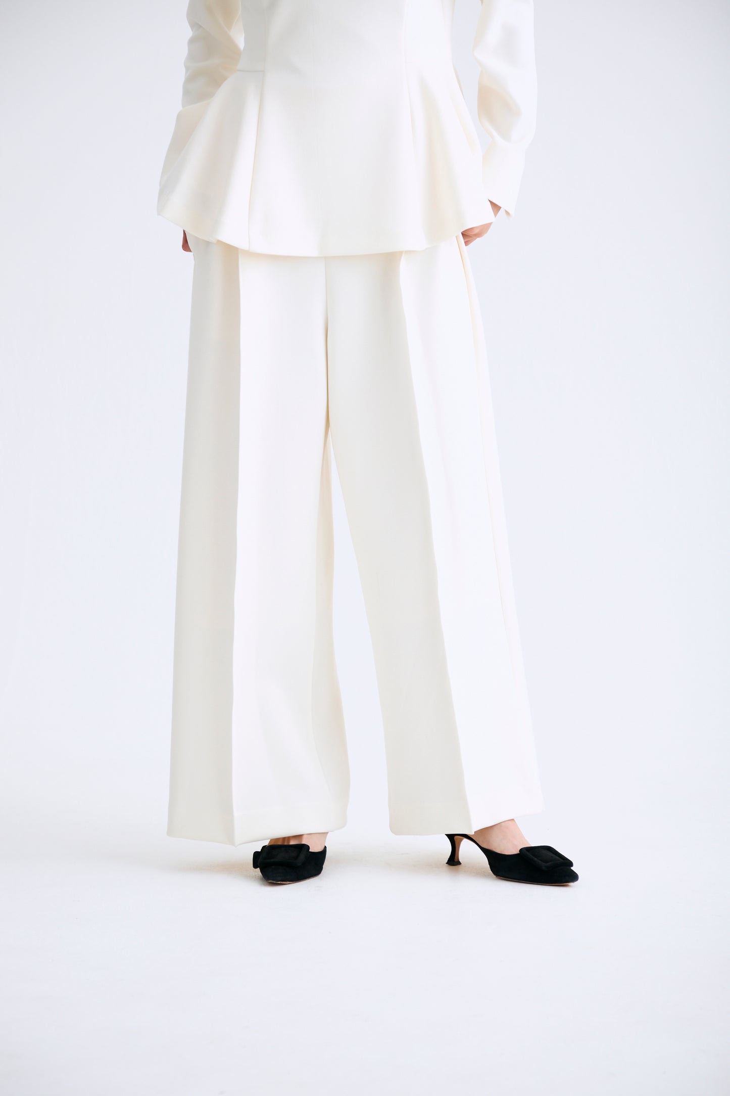 Office jersey wide pants(Ivory)