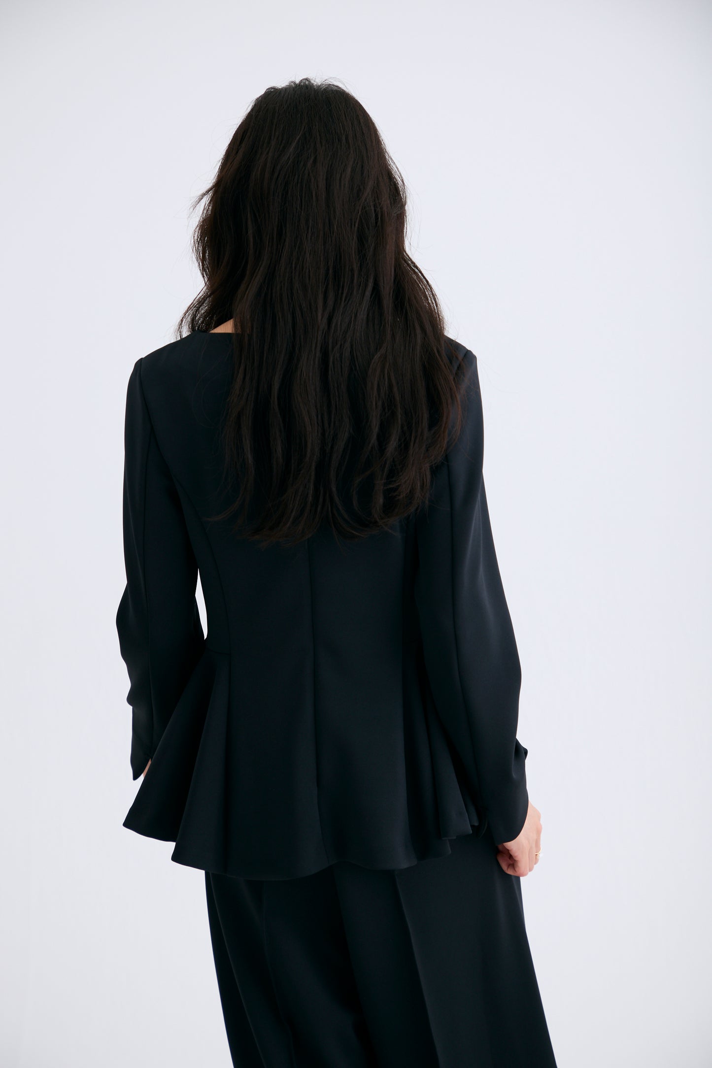 Office jersey peplum tops(Black)