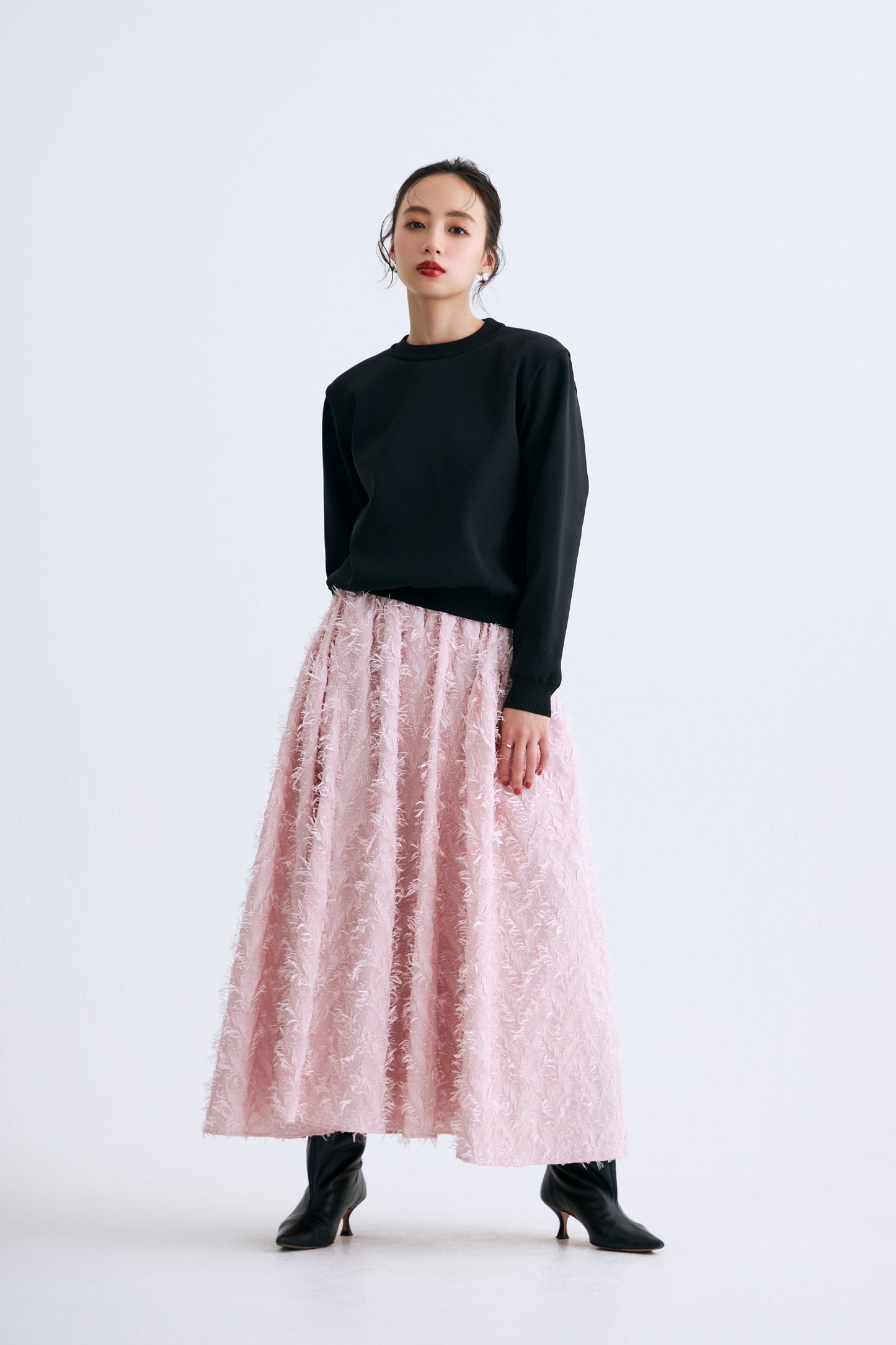 Opera gather skirt(Jacquard Pink)