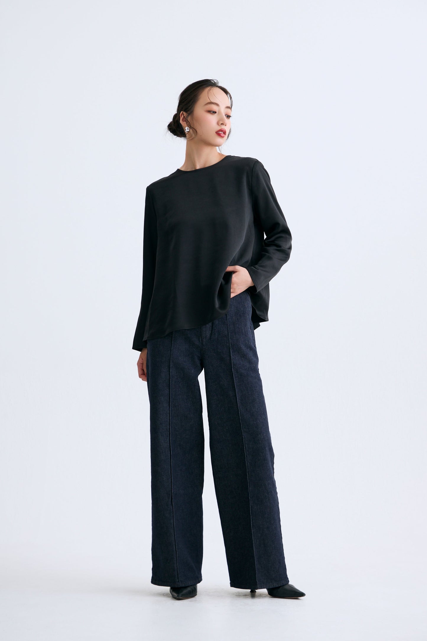 Back ribbon tops(Black)