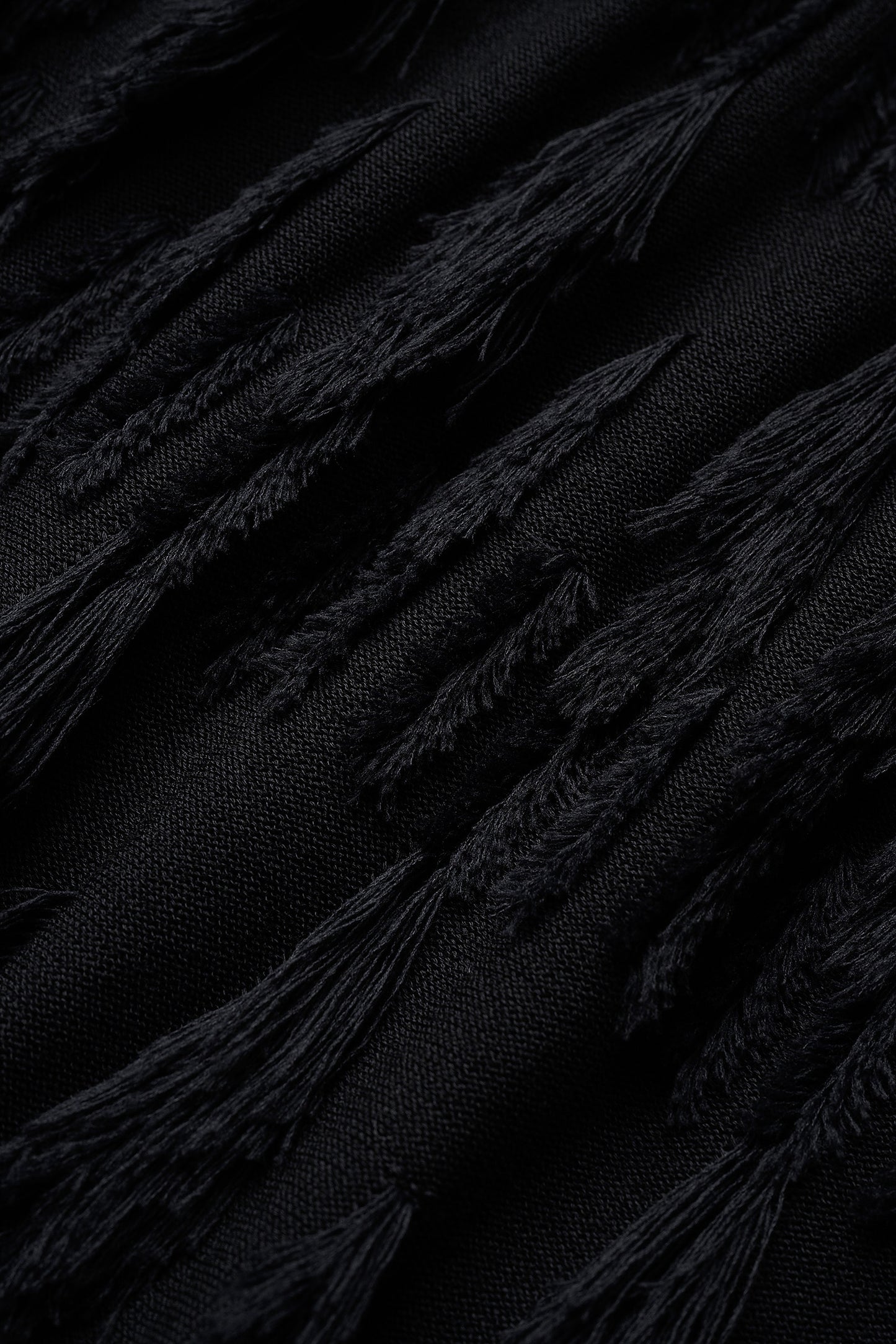 Fringe rib knit tops(Black)