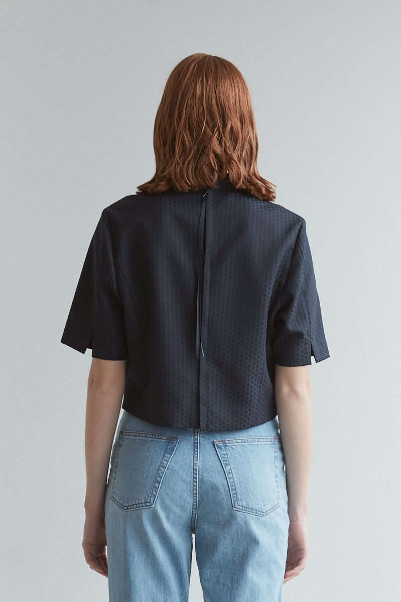 Blooming jacquard tops(White)