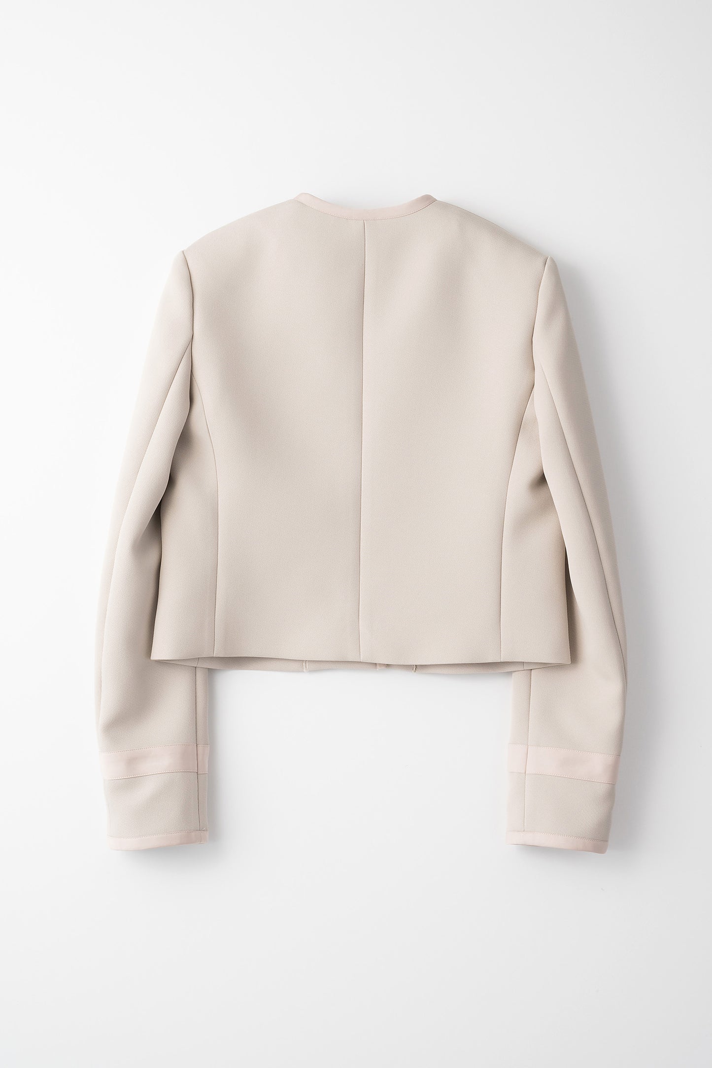 No collar box jacket (Beige×Beige)