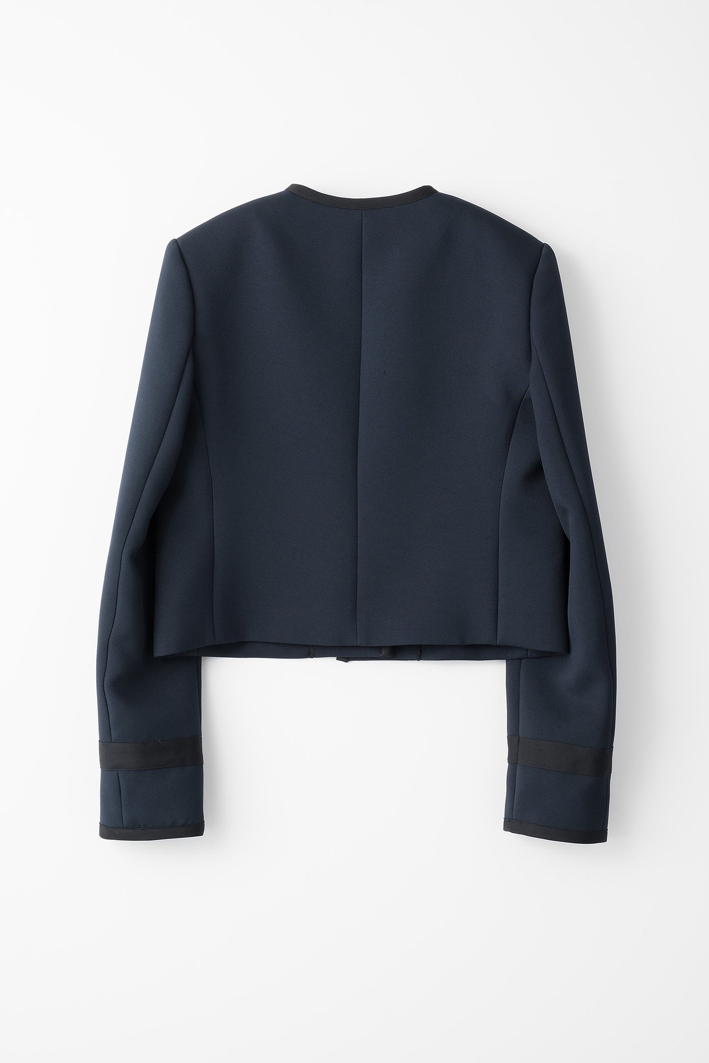 No collar box jacket (Navy×Black)