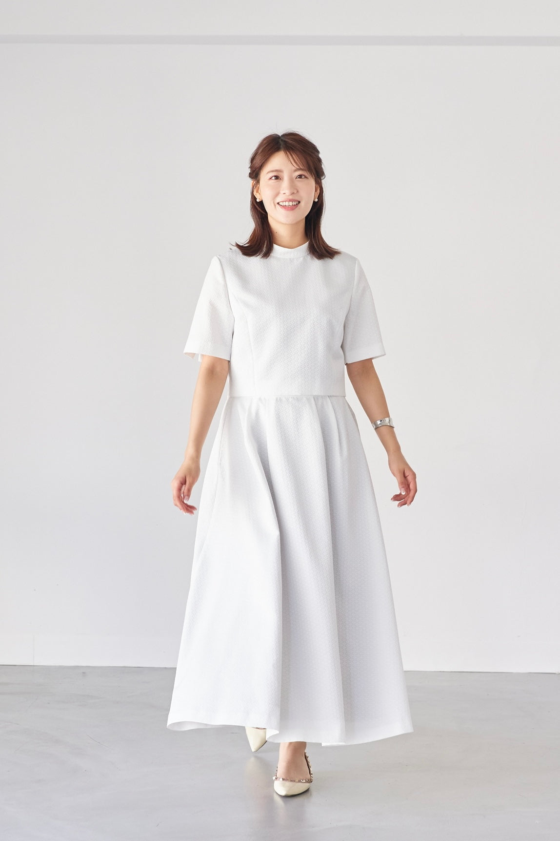 Blooming jacquard skirt(White) – Audire