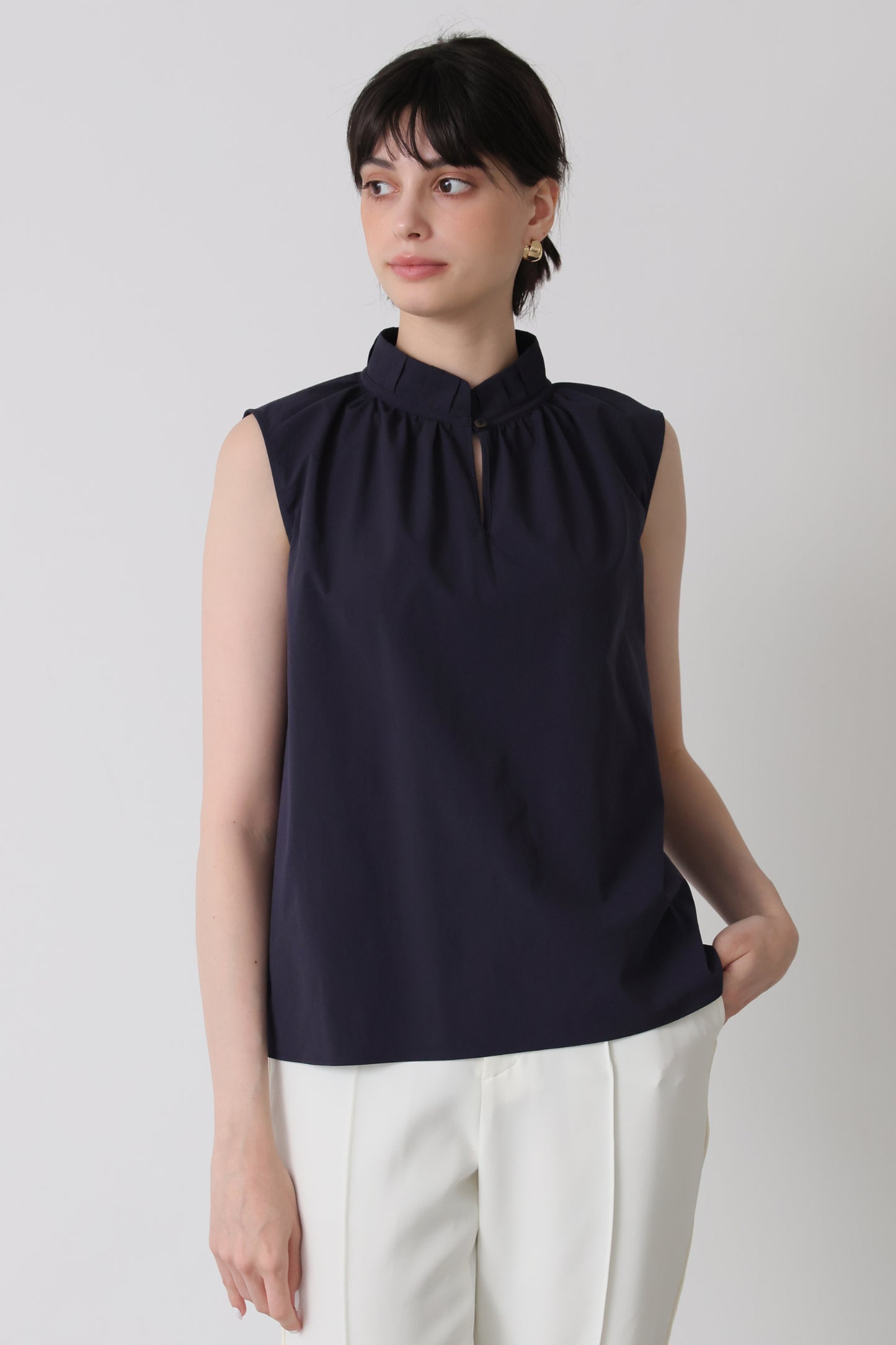 Origami no-sleeve tops (Navy)