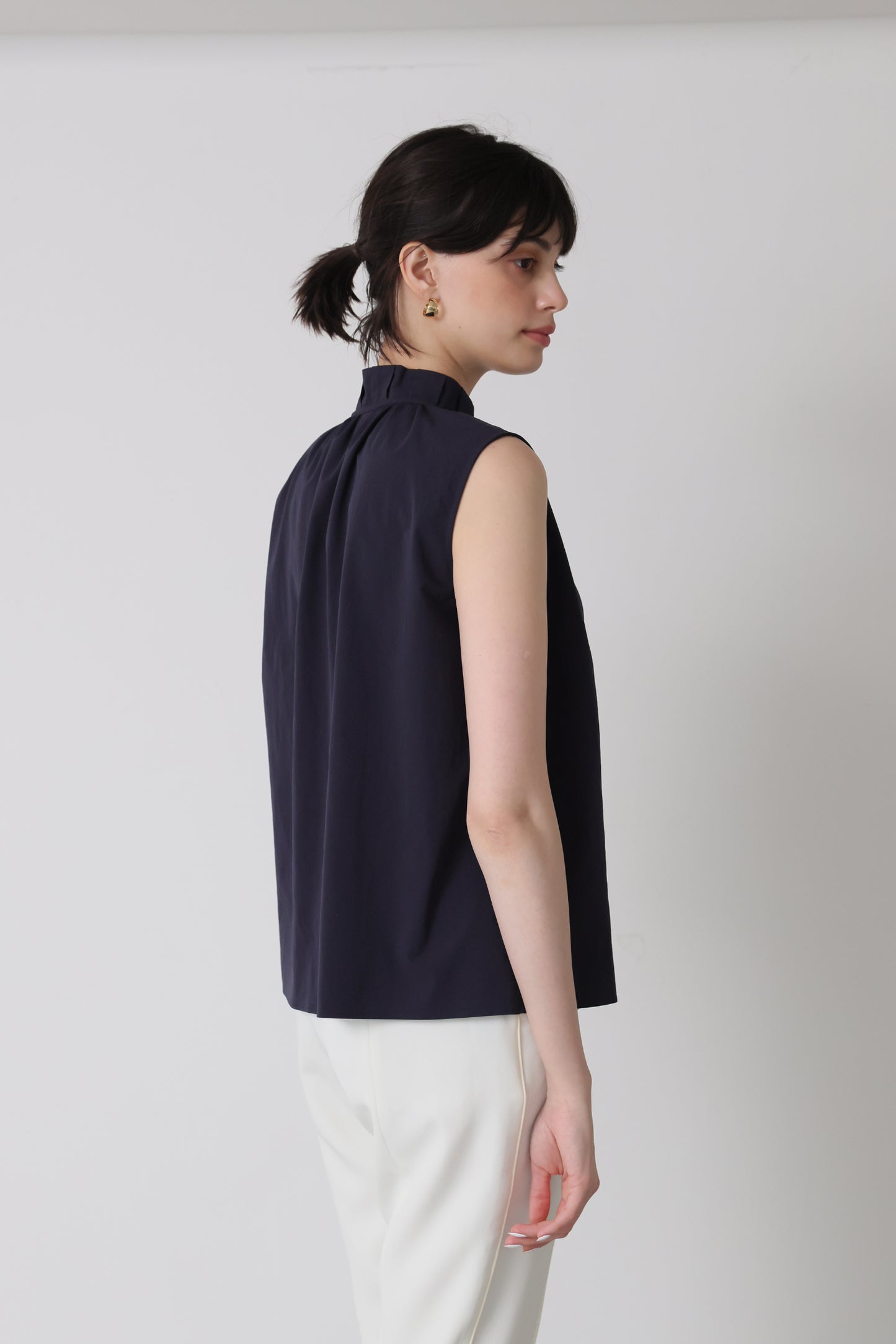 Origami no-sleeve tops (Navy)