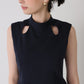 Tears cut-work dress (Navy)