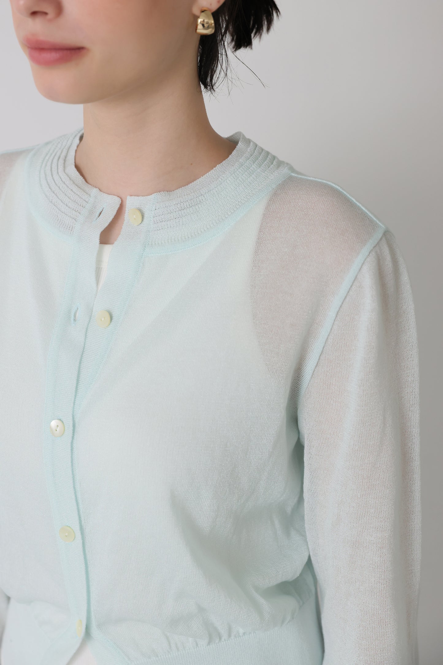 Slight glitter sheer cardigan (Mist blue)