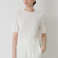 Jane half-sleeve knit tops (White)