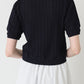 Jane half-sleeve knit tops (Navy)