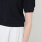 Jane half-sleeve knit tops (Navy)