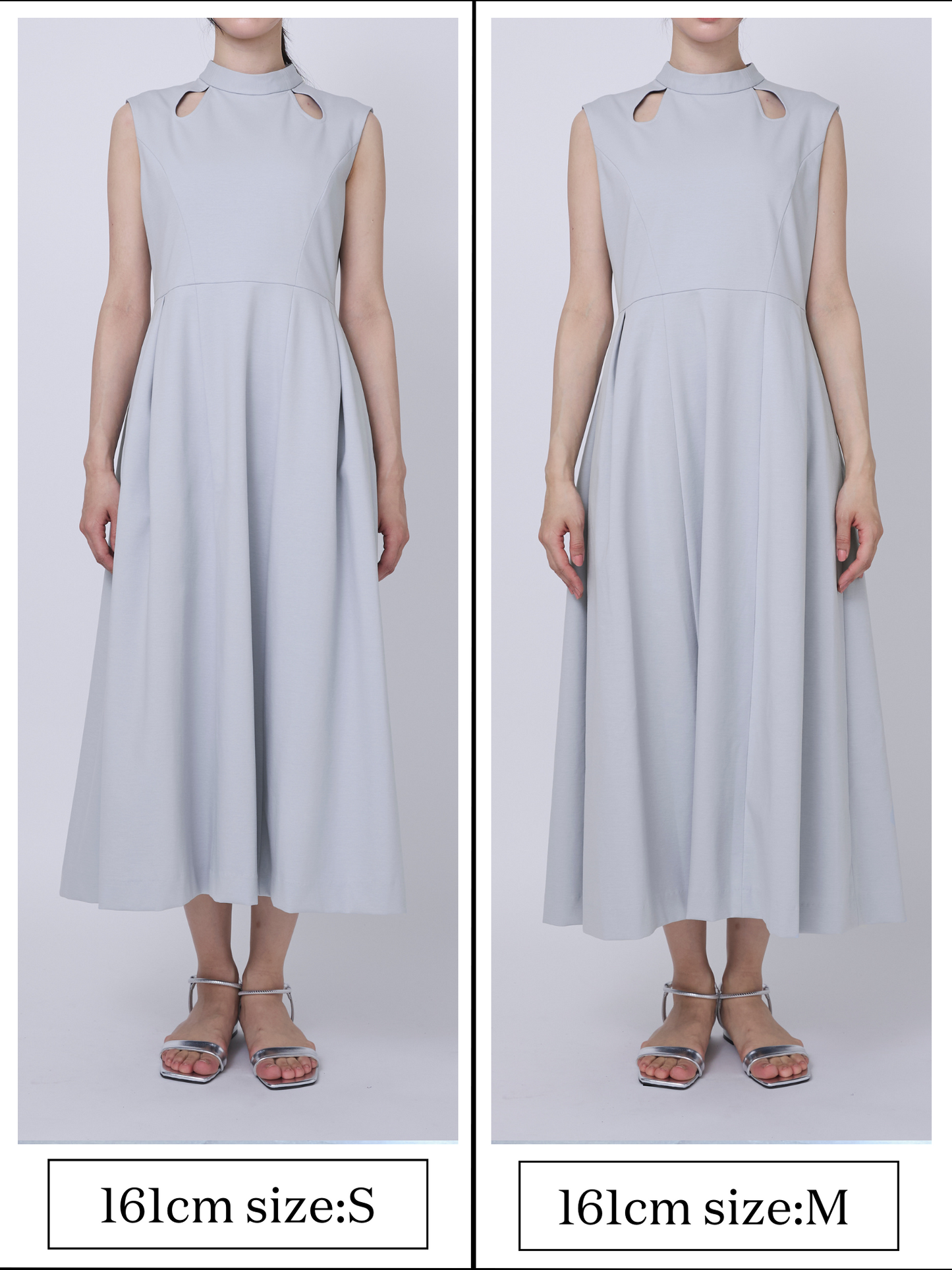 Tears cut-work dress (Blue gray)