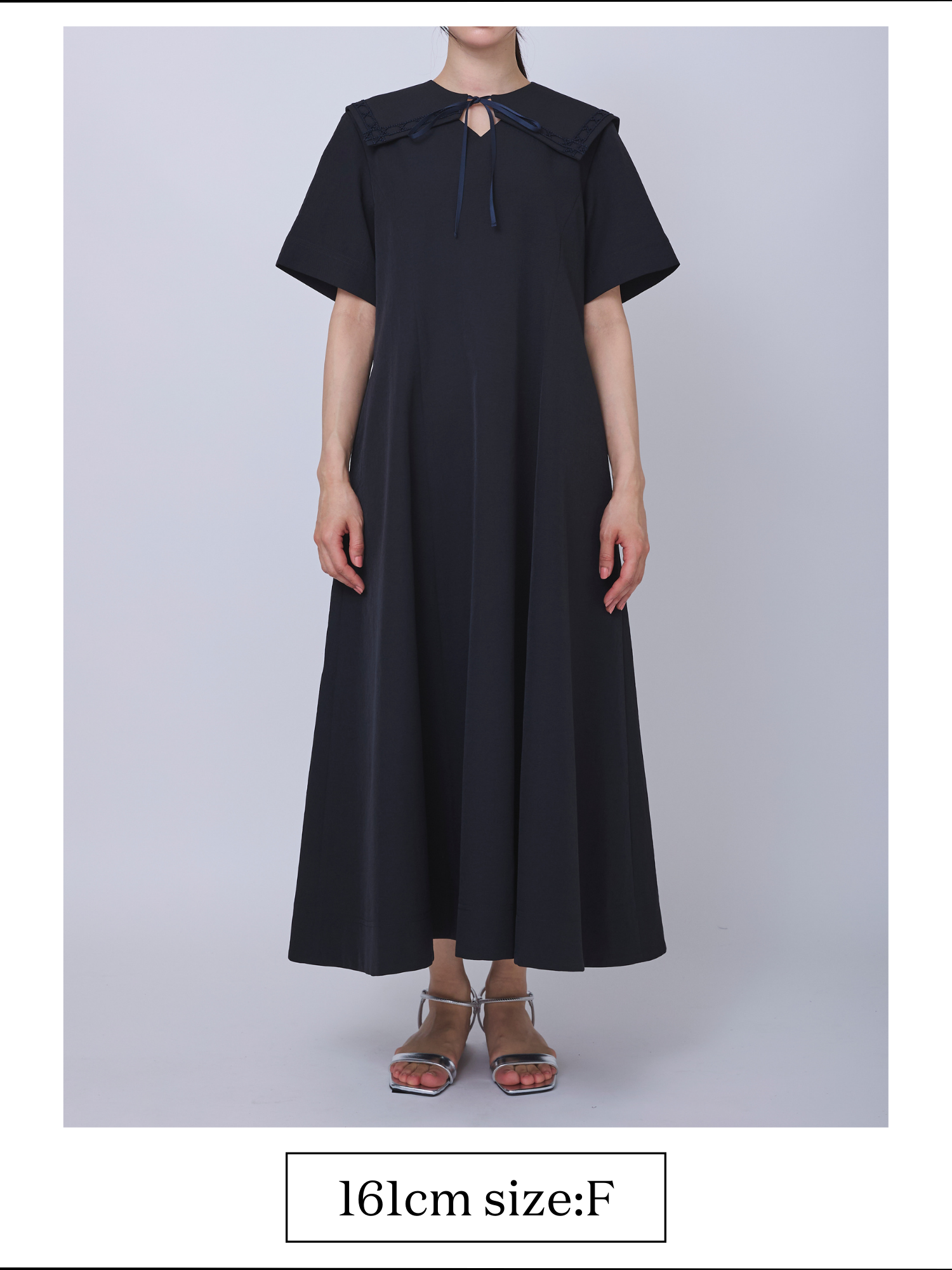 Comfort sailor-collar dress (Dark navy) – Audire Comfort sailor-collar dress (Dark navy) – Audire