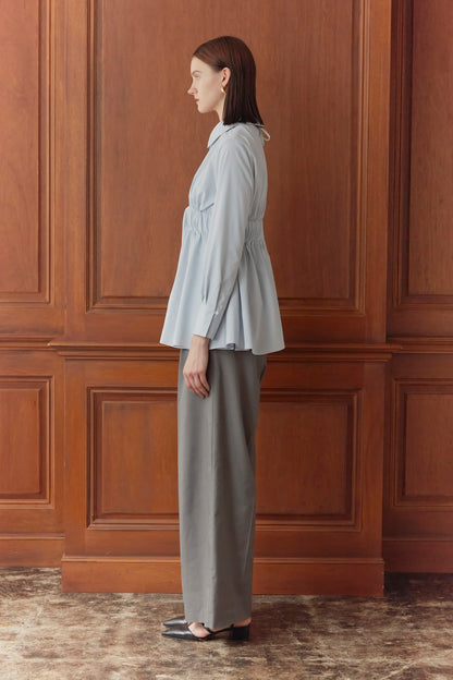 Belted wide pants (Light gray)