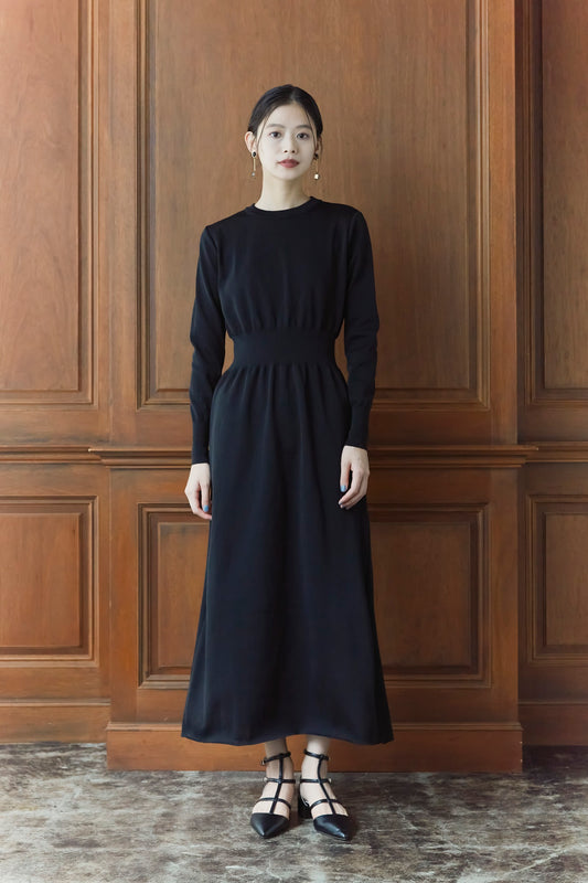 Elastic knit dress (Black)