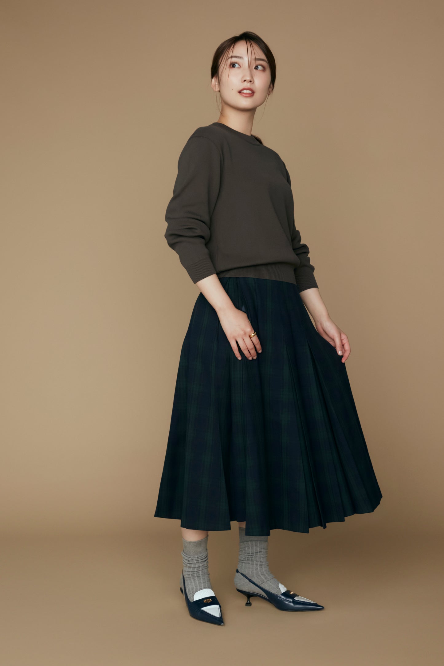 Gentle pleated skirt (Black watch)