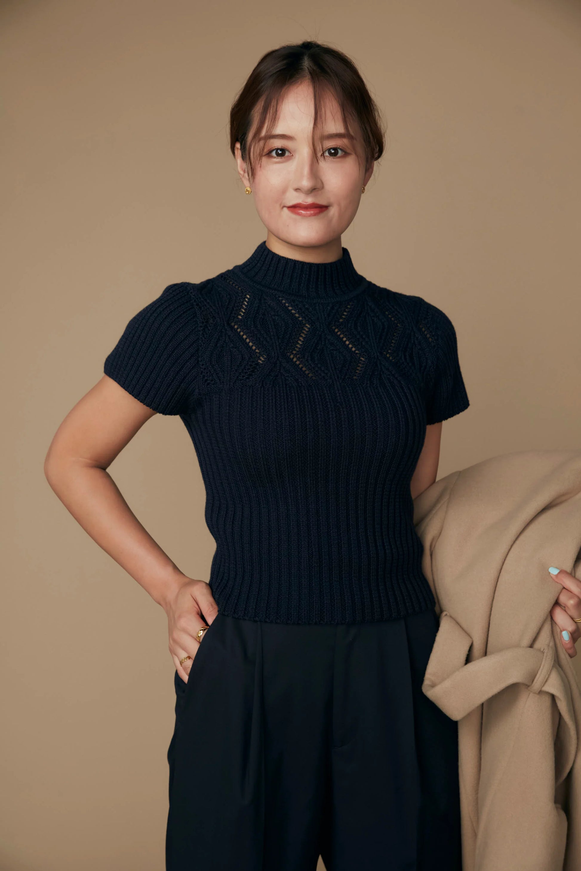 Diamond knit tops (Dark navy) – Audire Diamond knit tops (Dark navy) – Audire