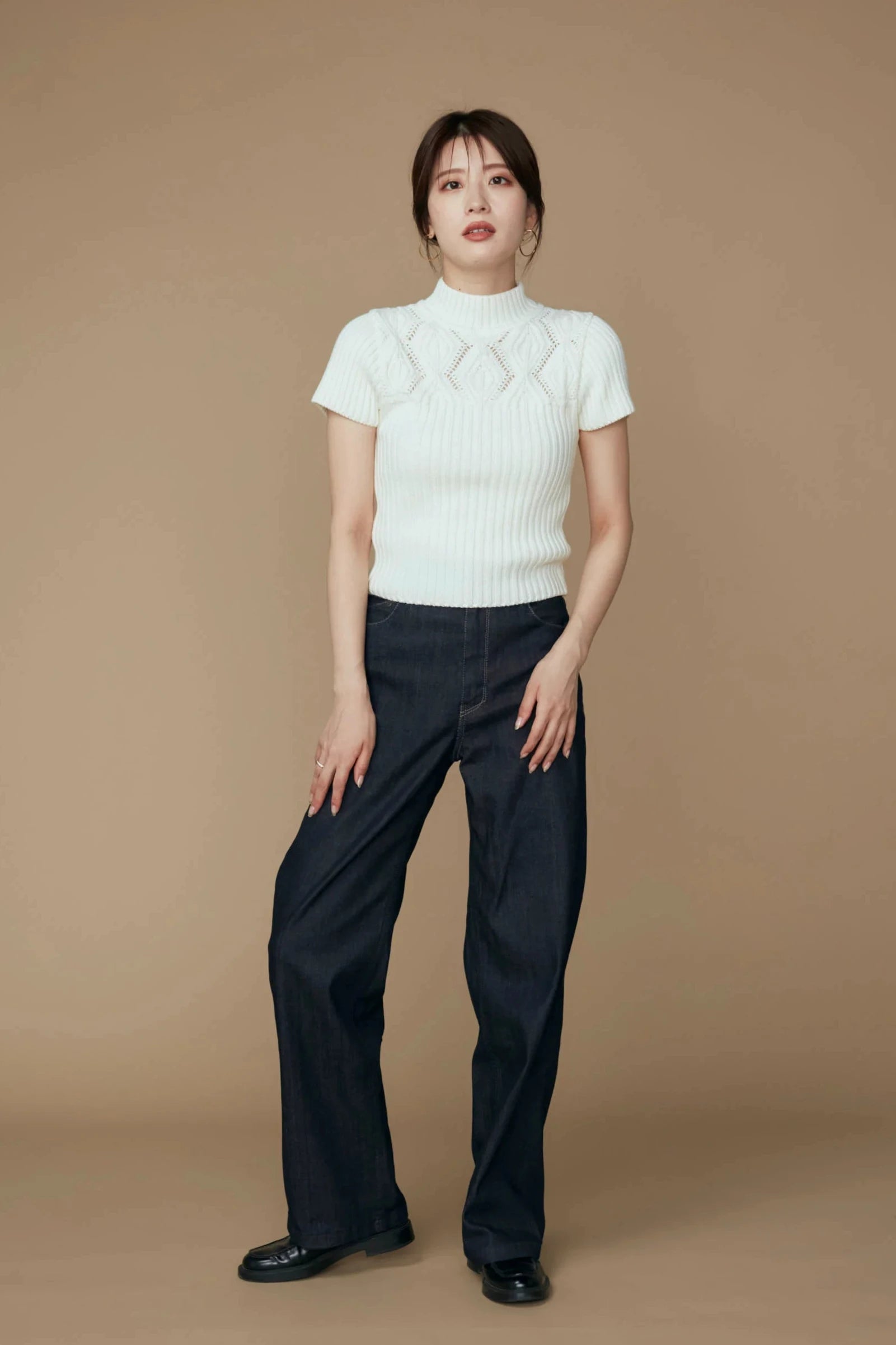 Diamond knit tops (Ivory) – Audire Diamond knit tops (Ivory) – Audire