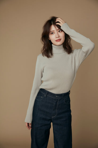 Pleasant rib turtle sweater (Ecru)