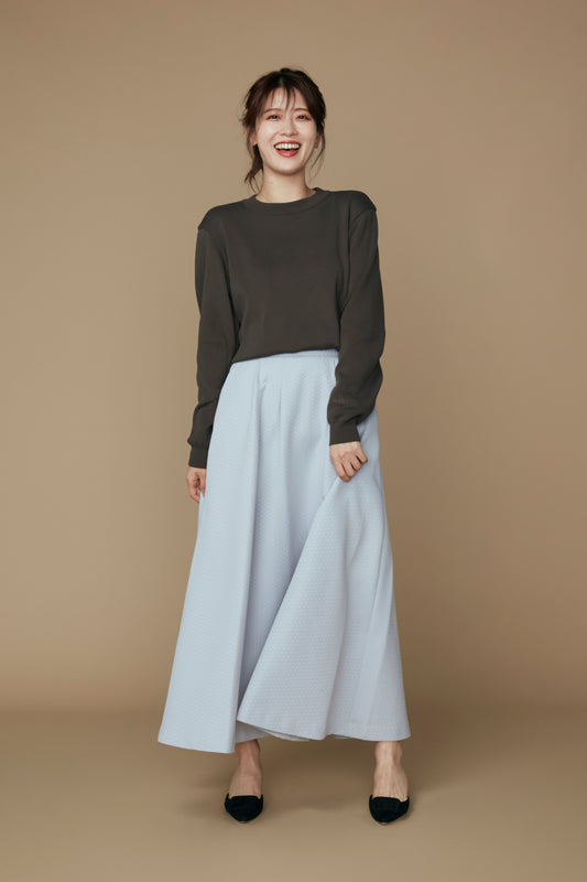 Blooming jacquard skirt (Blue gray)