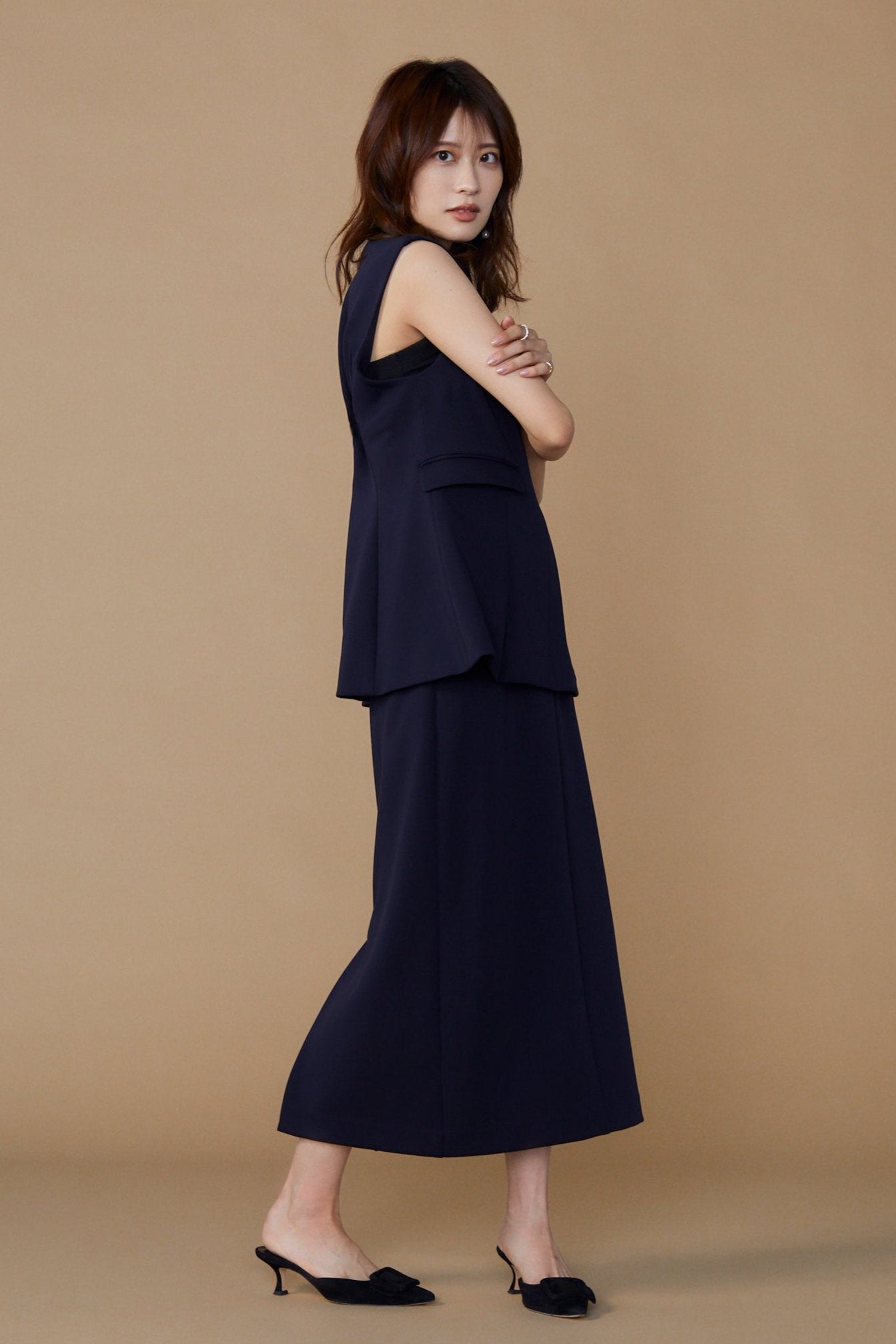 Roomy formal skirt (Dark navy)