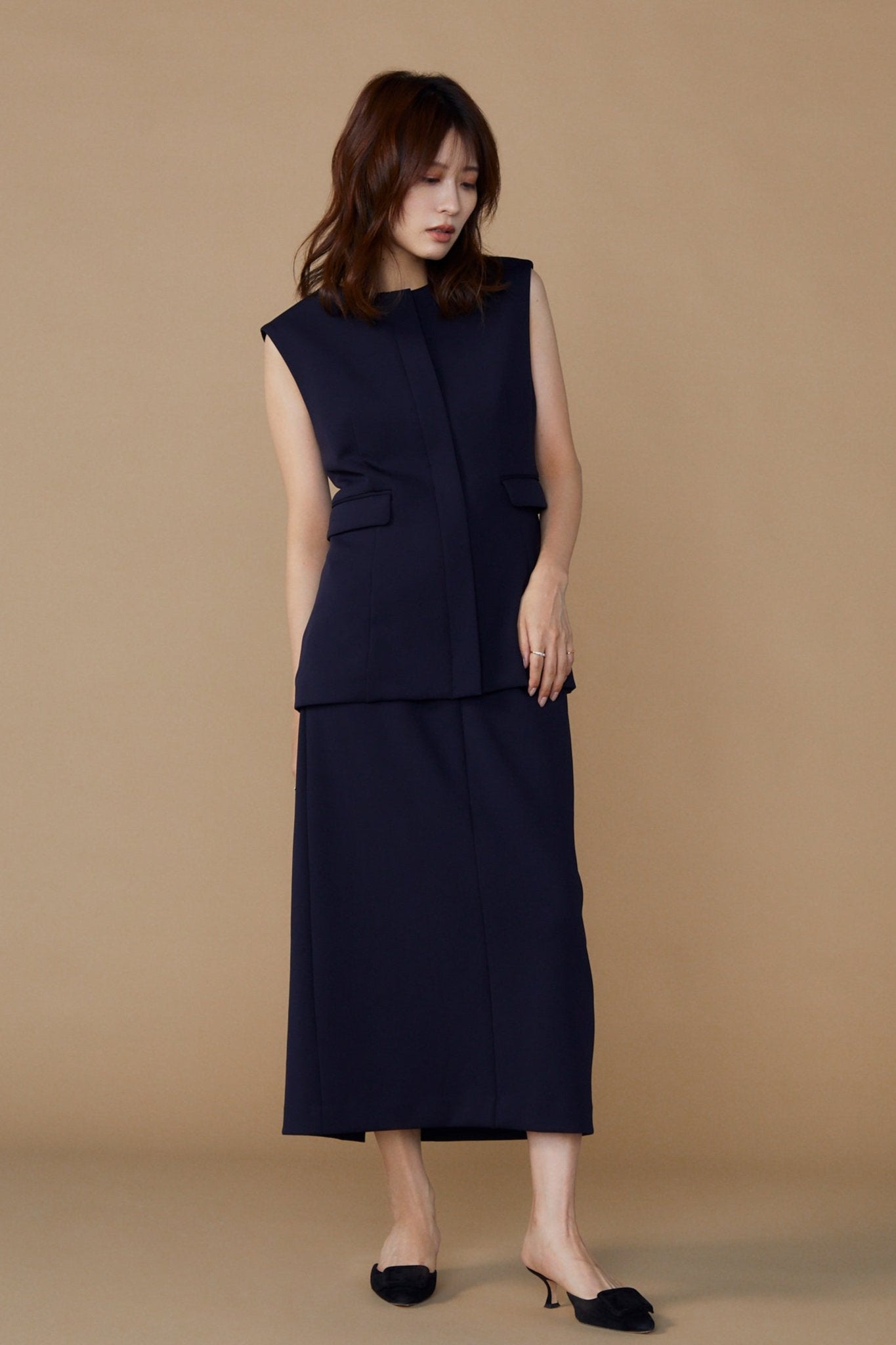 Roomy formal vest (Dark navy)