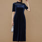 Restaurant velours dress (Navy)