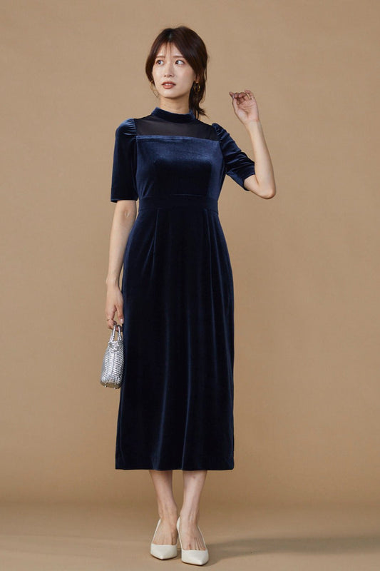 Restaurant velours dress (Navy)