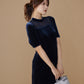 Restaurant velours dress (Navy)