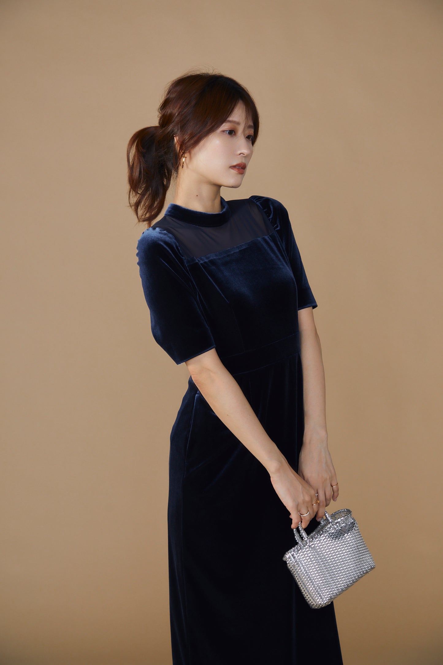 Restaurant velours dress (Navy)