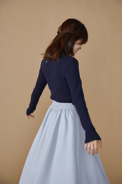 Pleasant rib turtle sweater (Navy)