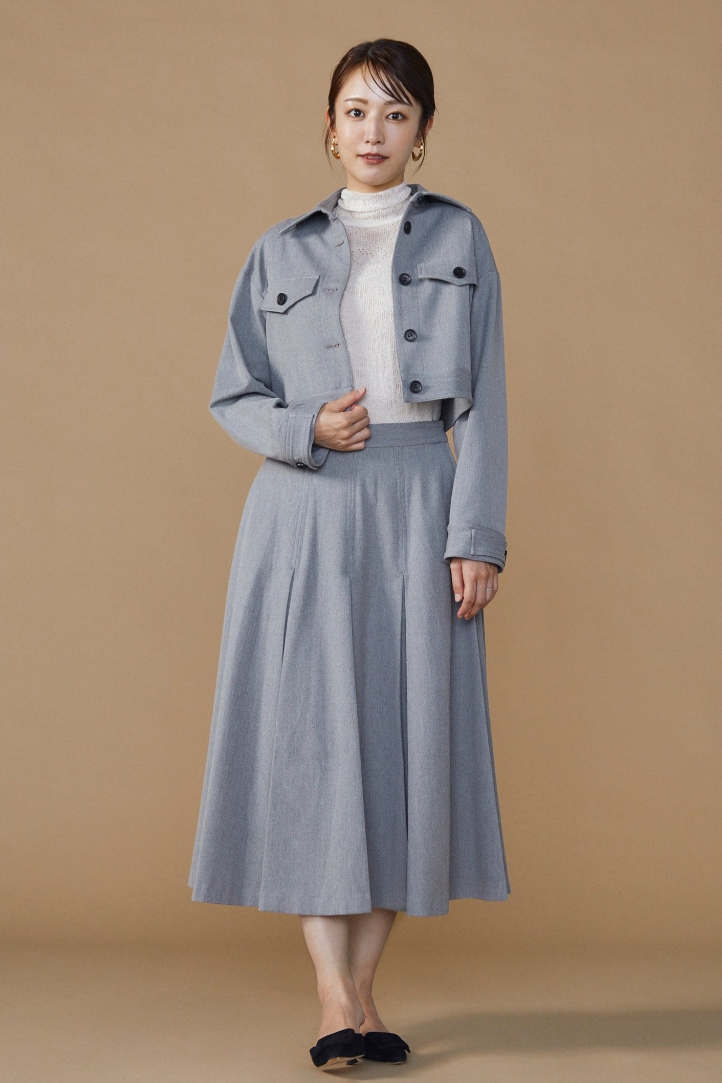 Gentle blouson (Light gray)