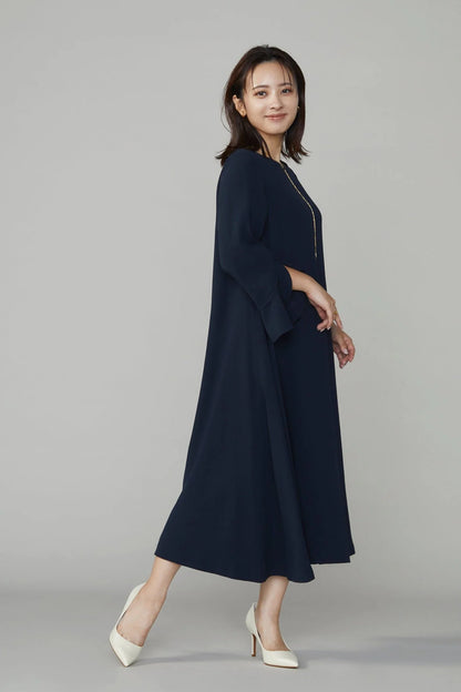 Trumpet cuffs dress (Dark navy)