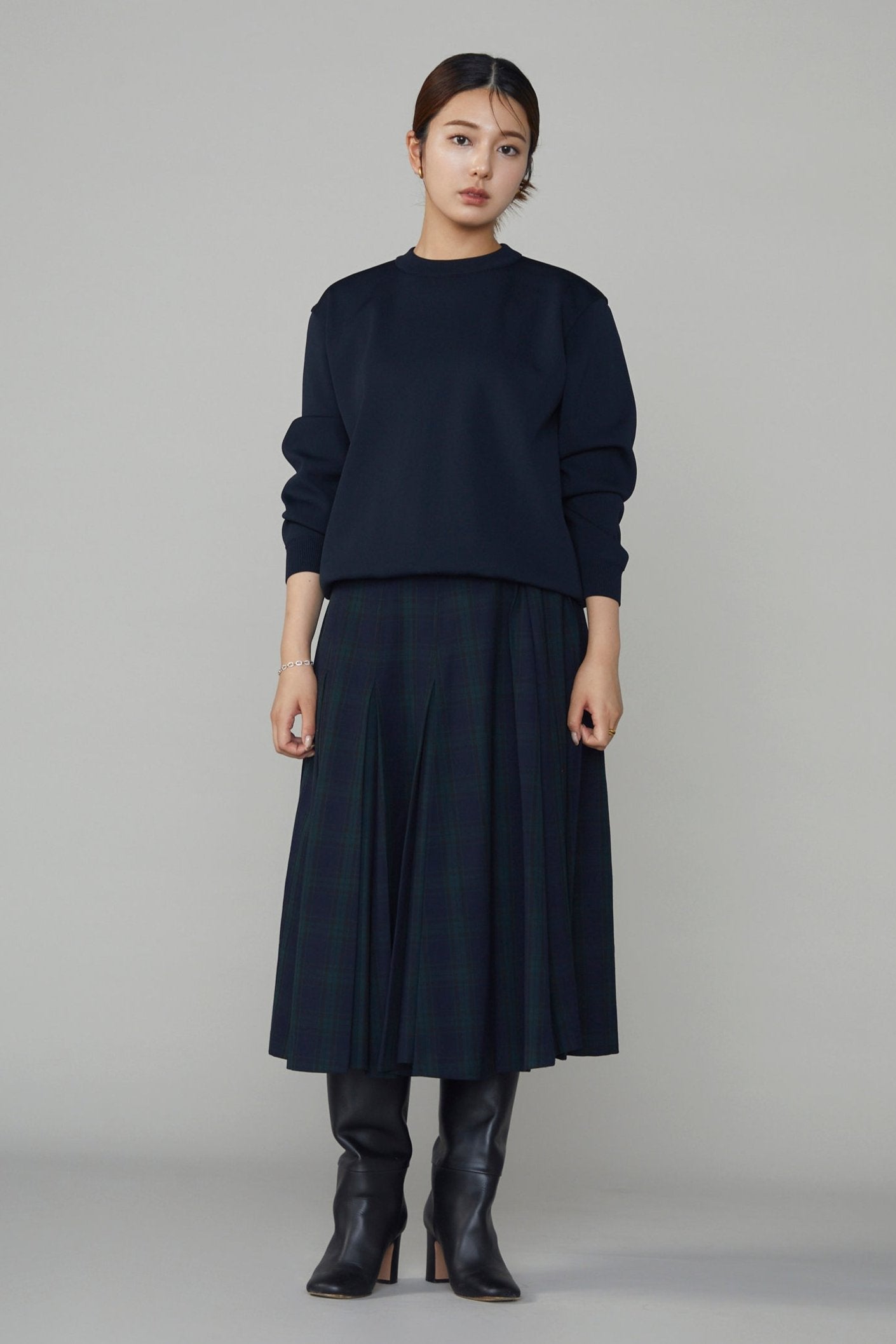 Gentle pleated skirt (Black watch)