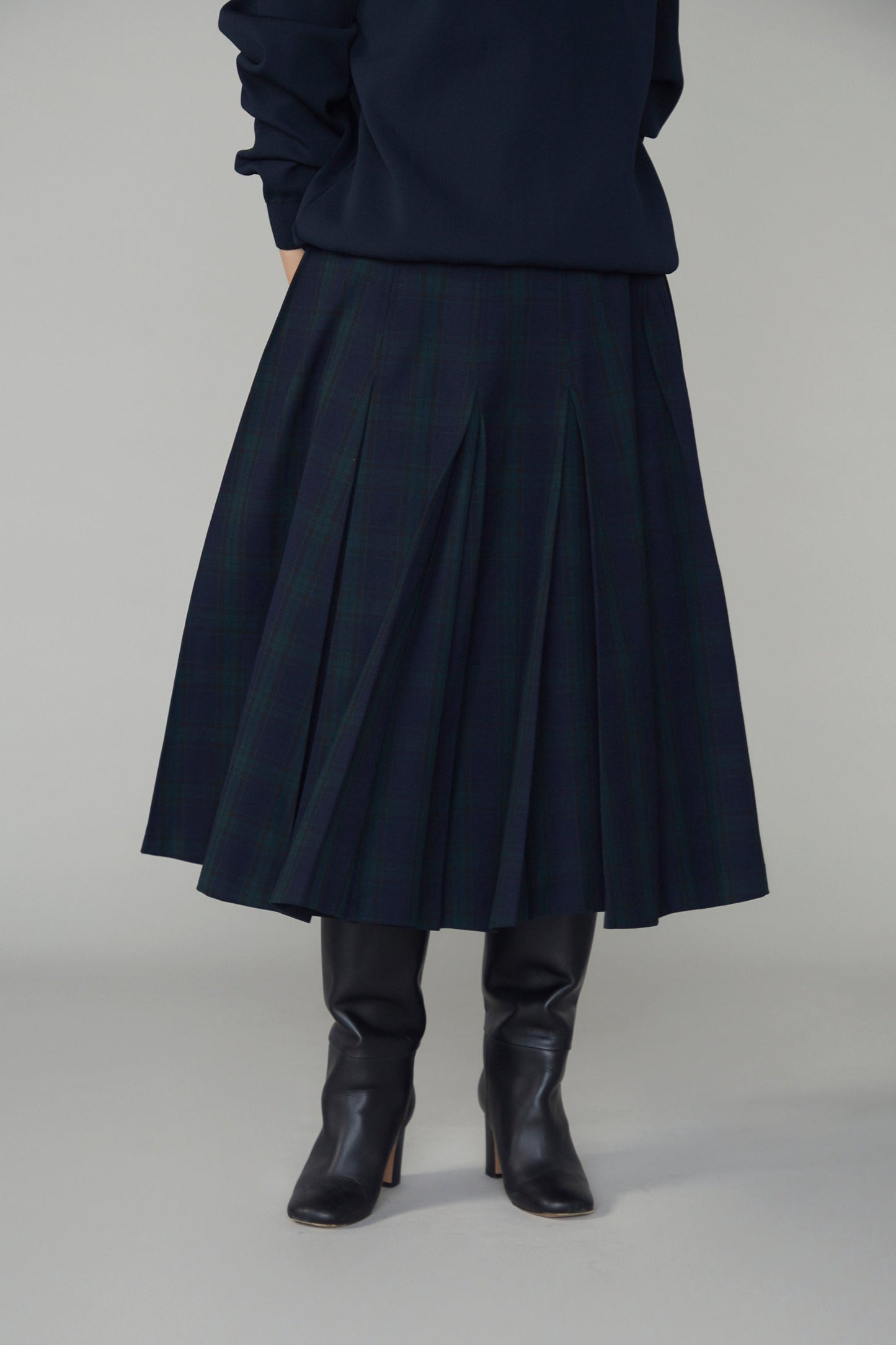 Gentle pleated skirt (Black watch)