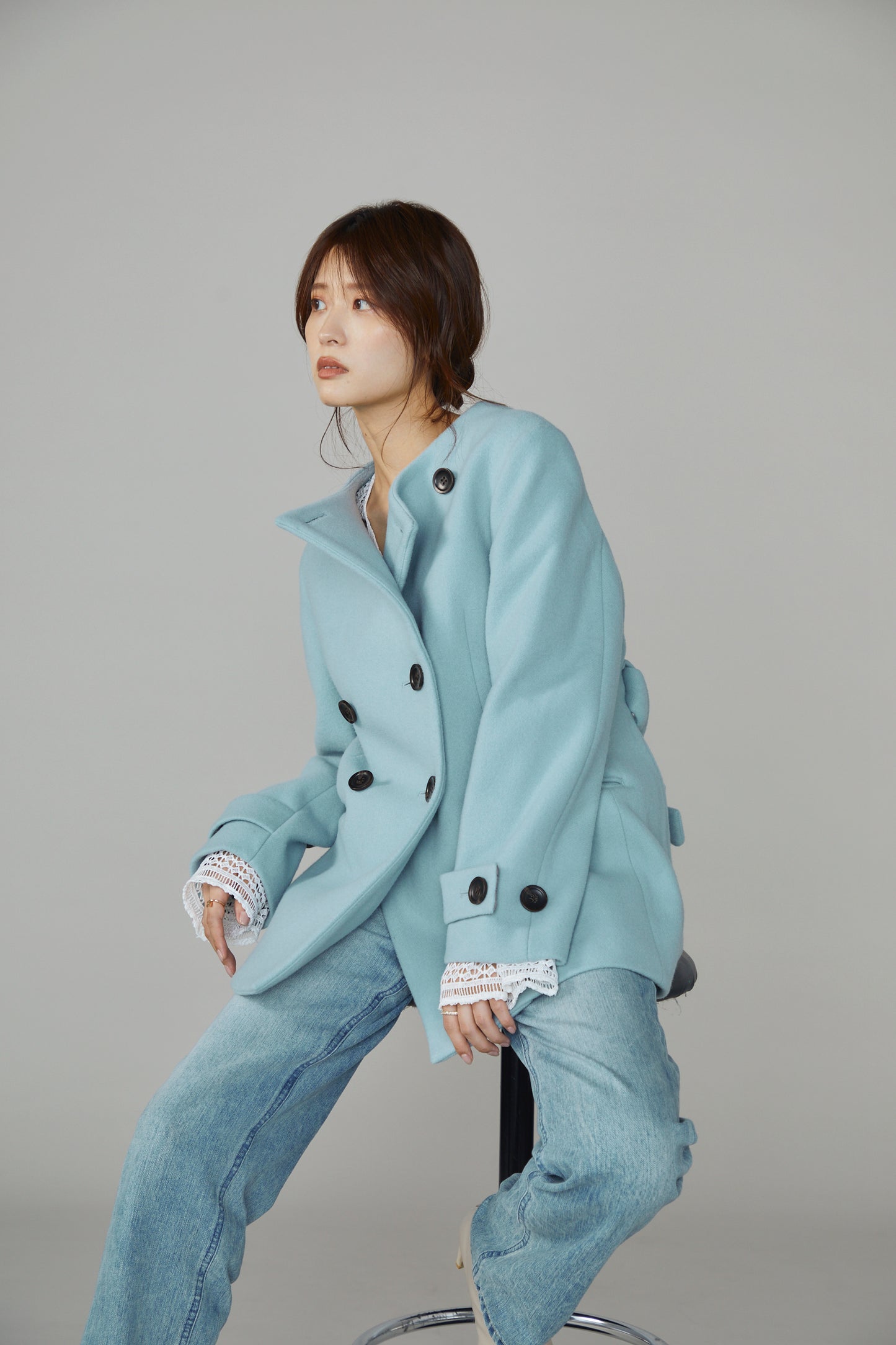 Audire melton coat (Ice blue)