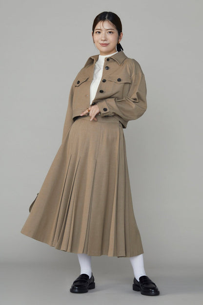 Gentle pleated skirt (Camel)