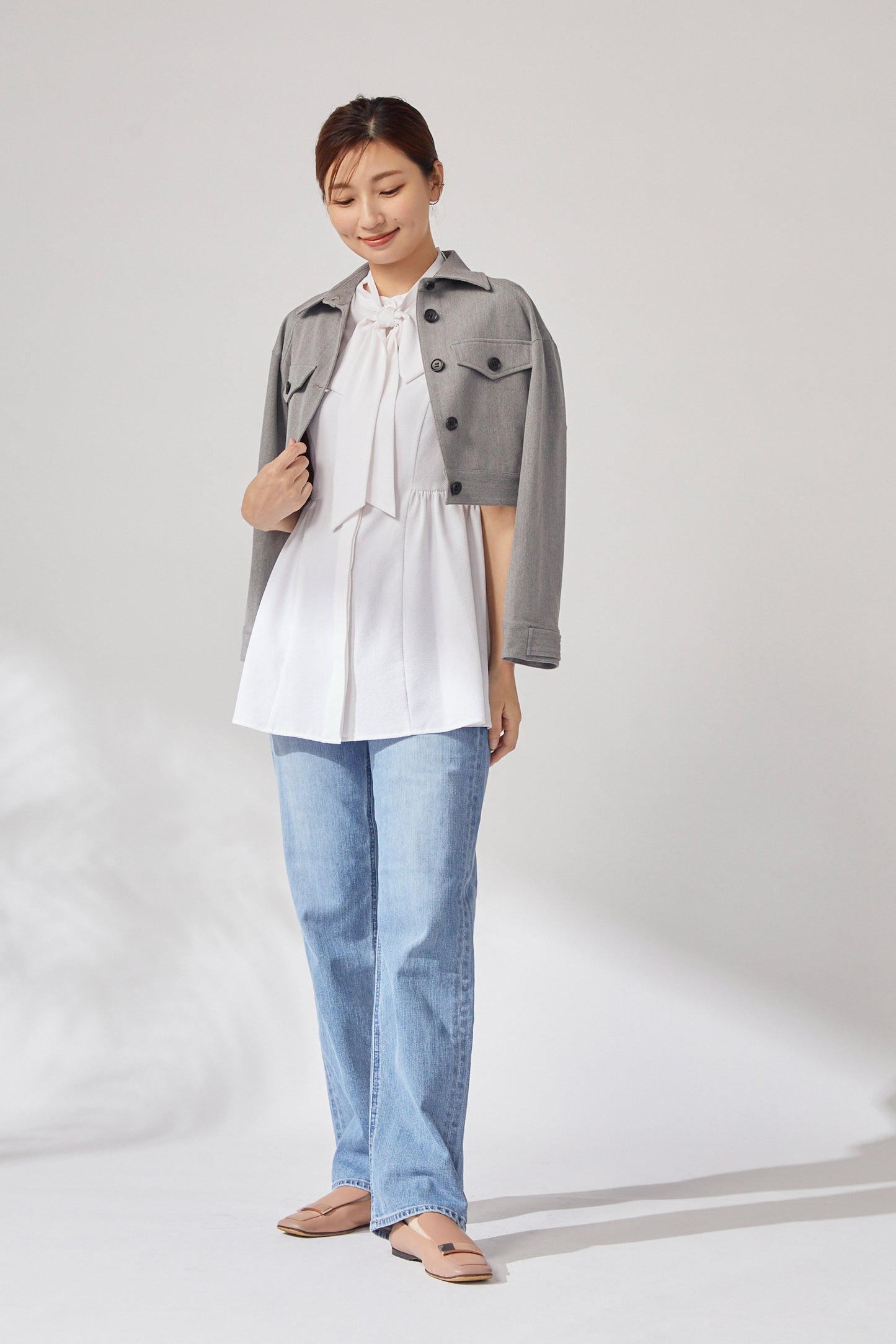 Gentle blouson (Light gray)