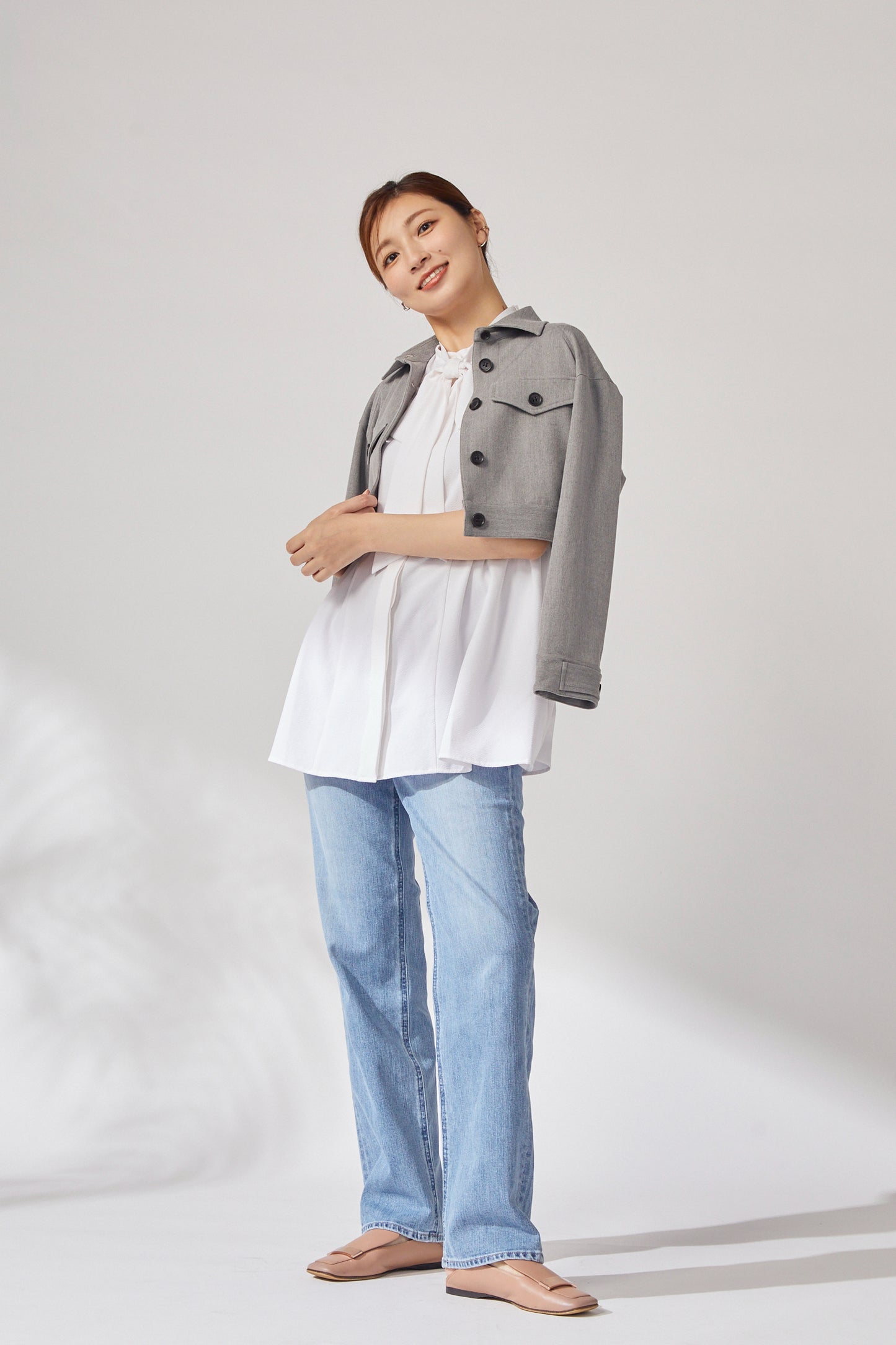 Gentle blouson (Light gray)