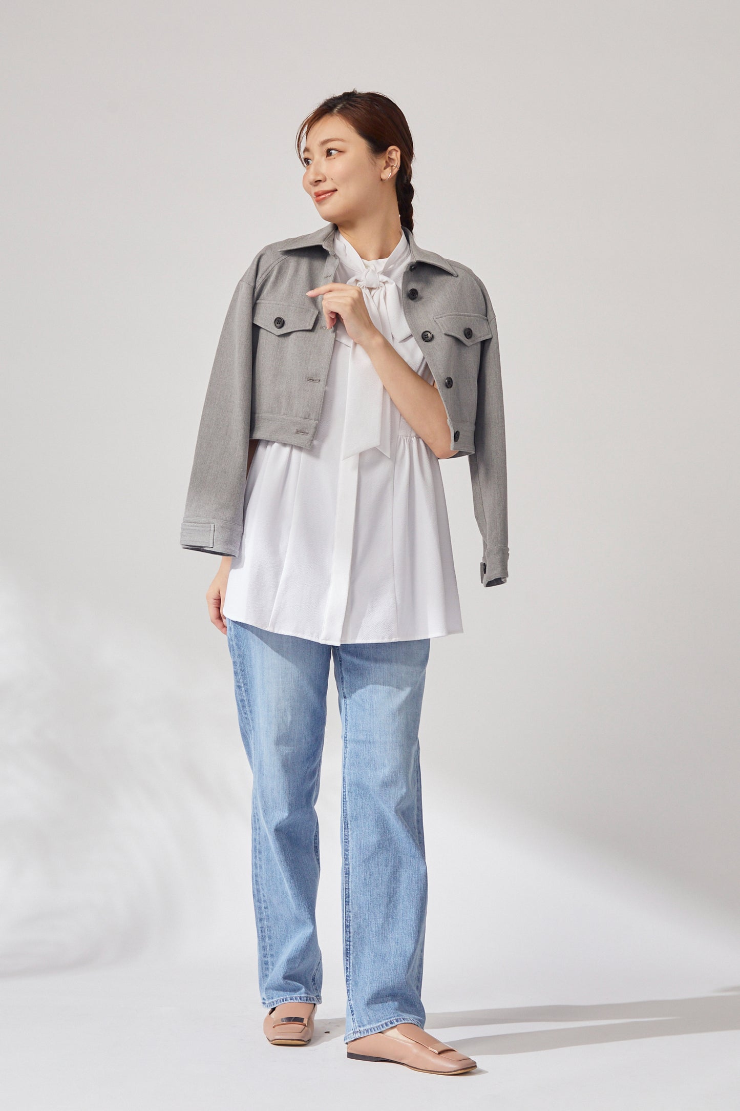 Gentle blouson (Light gray)