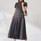 Gentle pleated skirt (Dark gray)