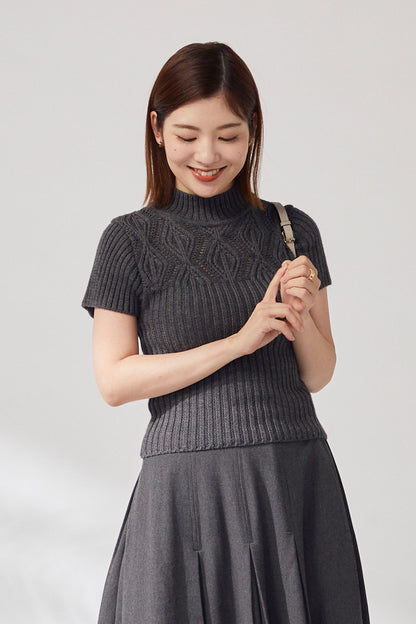 Diamond knit tops (Heather gray)