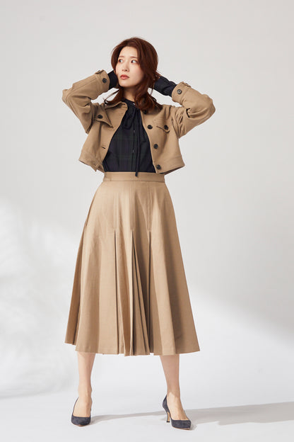 Gentle pleated skirt (Camel)