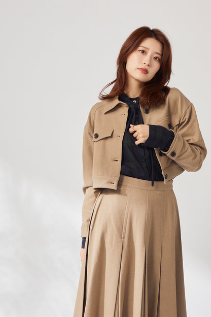 Gentle pleated skirt (Camel)