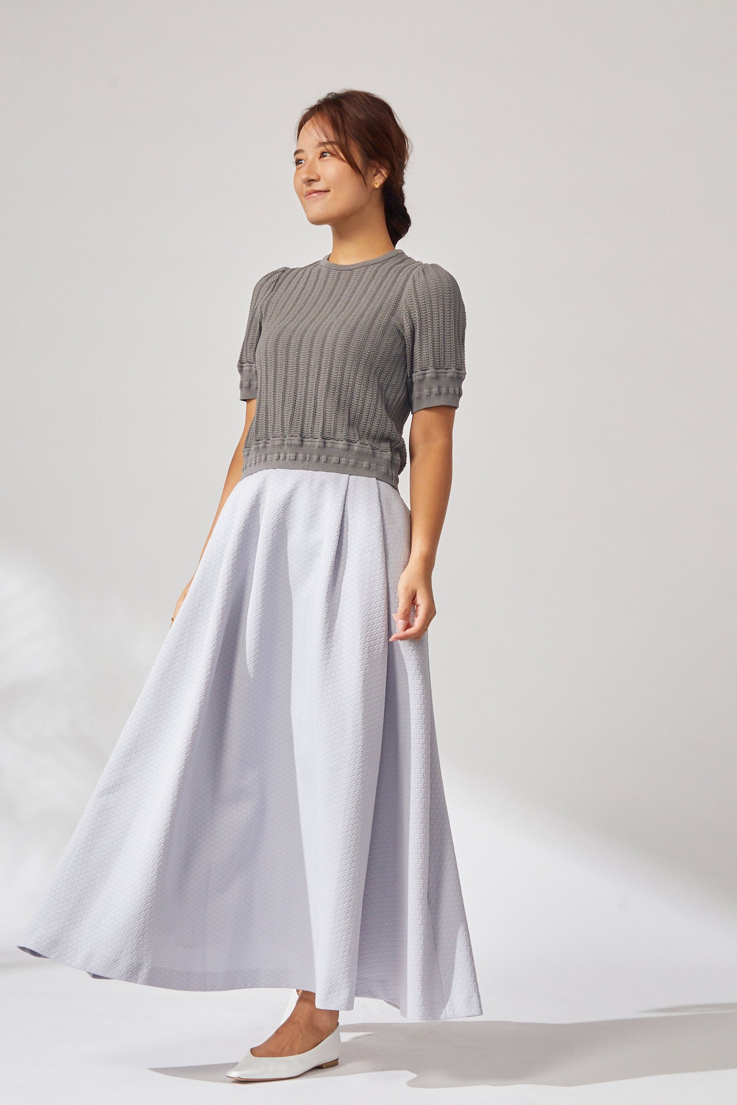 Blooming jacquard skirt (Blue gray)