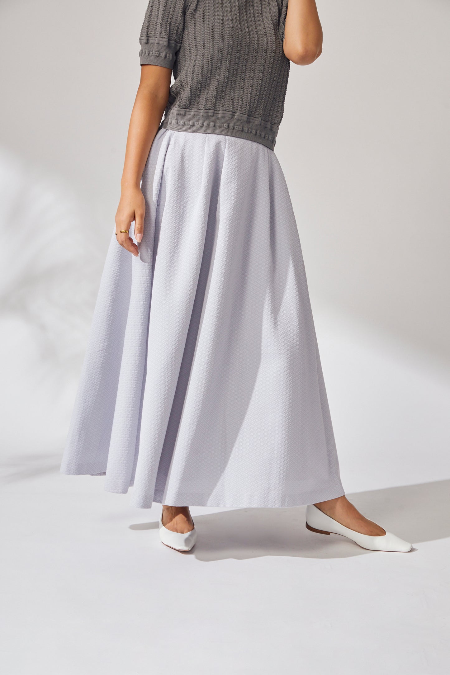 Blooming jacquard skirt (Blue gray)