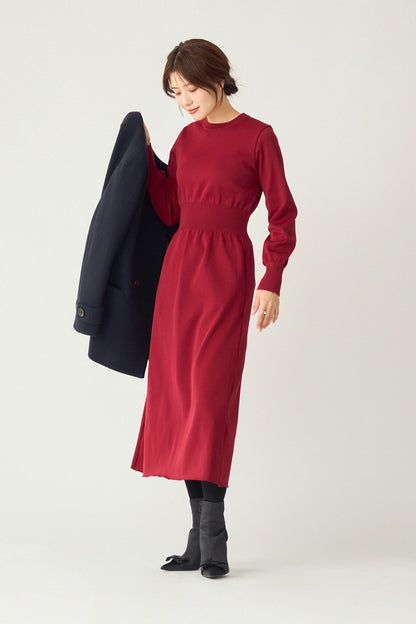 Elastic knit dress (Bordeaux)